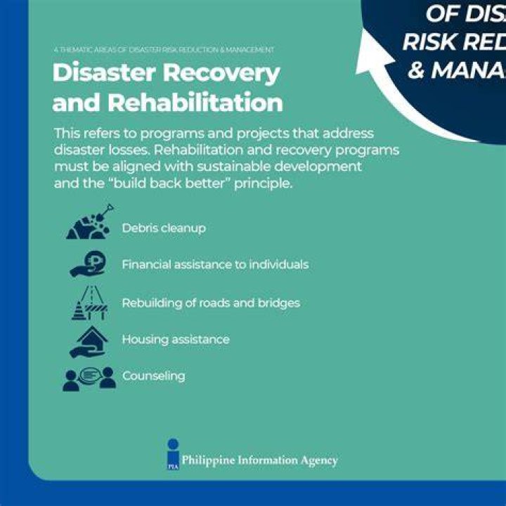 What are the 4 thematic areas of the disaster risk reduction and management?