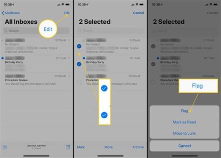 What does flagging an email do on iPhone?