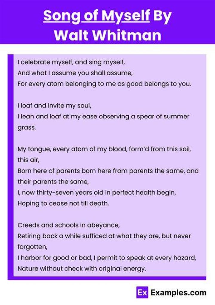 What effect does free verse have on the speaker's voice and the subject in Song of Myself quizlet?