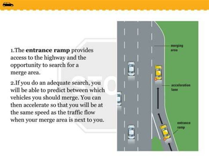 When driving on a highway entrance ramp you should always come to a complete stop?